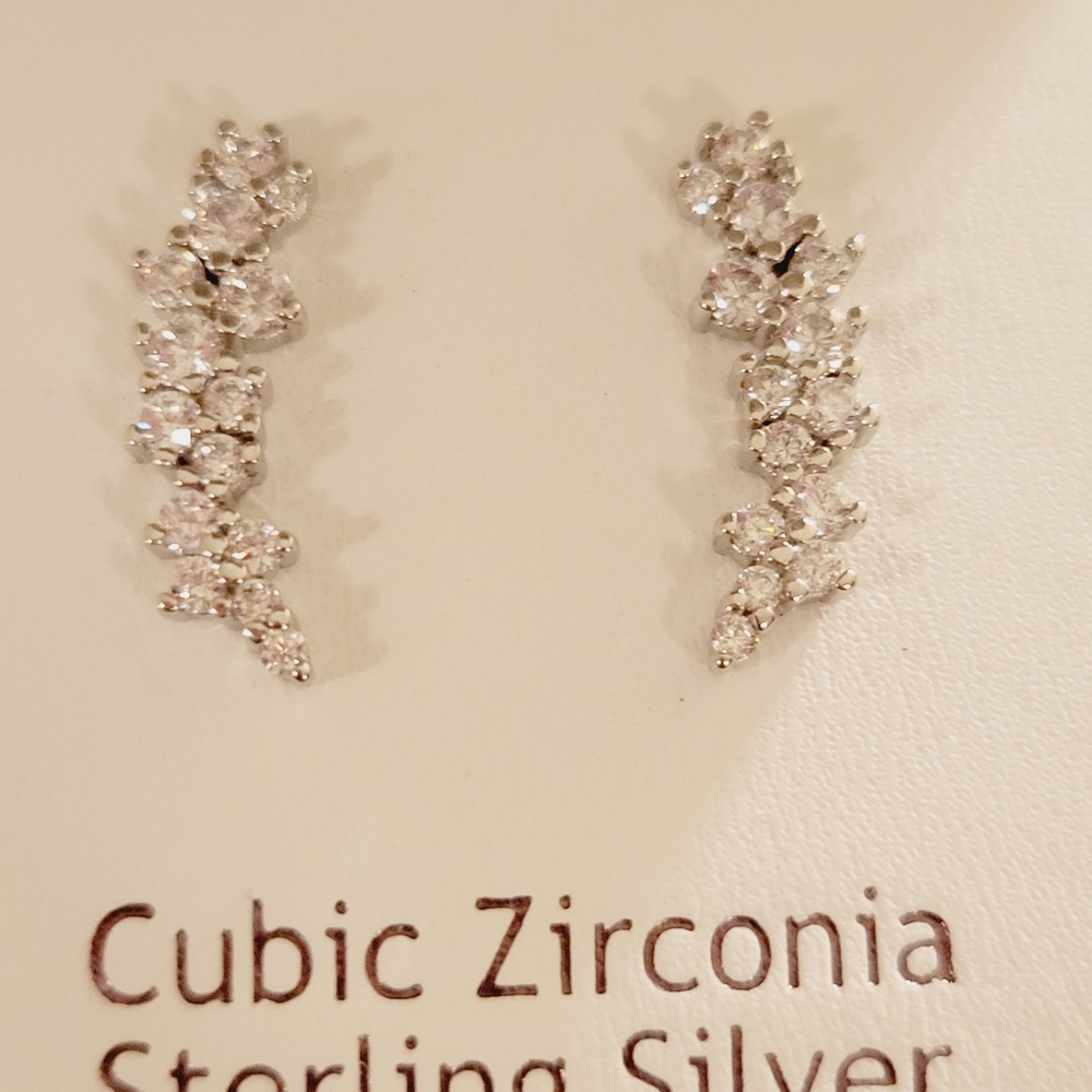 Elegant Sterling Silver and Cubic Zirconia Stud Earrings